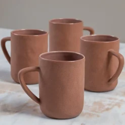 Tam Stoneware Mug, Terracotta Rose, Set of 4^Be Home Hot