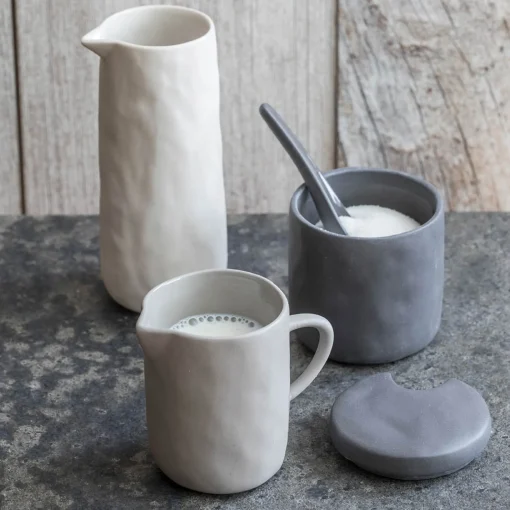 Tam Stoneware Pouring Carafe, Pearl^Be Home Store