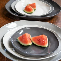 Tam Stoneware Side Plate, Slate, Set of 4^Be Home Shop