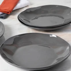 Tam Stoneware Side Plate, Slate, Set of 4^Be Home Shop