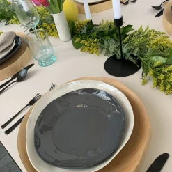 Tam Stoneware Side Plate, Slate, Set of 4^Be Home Shop