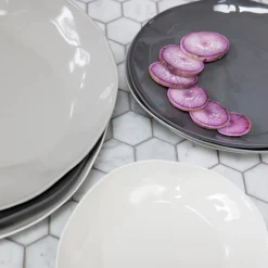 Tam Stoneware Side Plate, Slate, Set of 4^Be Home Shop