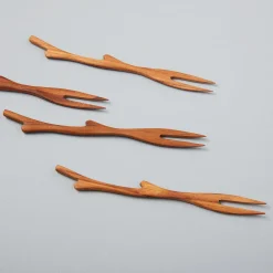 Teak Cocktail Forks, Set of 4