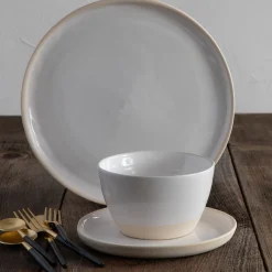 Treves Dinner Plate, White, Set of 4^Be Home Store